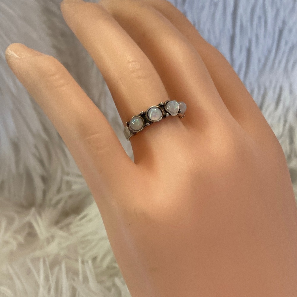 Elegant Silver Fire Opal Ring - image 5